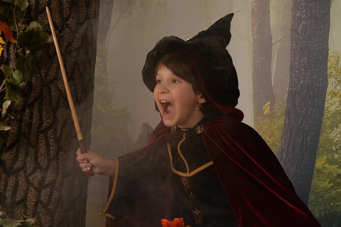 Witch Costume Photo Shoot - Olde Salem Village theatrical set - What you get for $107.50: included costume, staffing, and the photo payoff